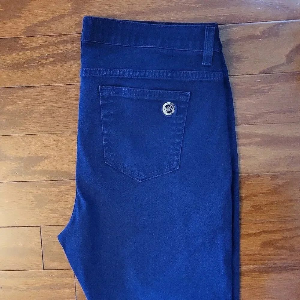 Michael Kors Women’s Deep Blue Denim Skinny Jeans Size 10 Mid Rise Stretch Class